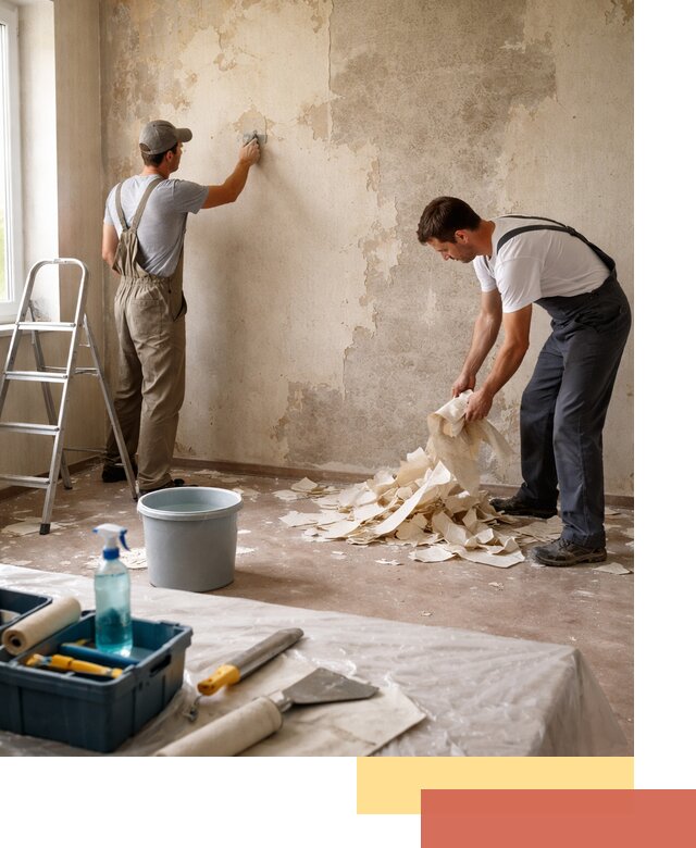 Снятие старых обоев в соколе быстро и качественно