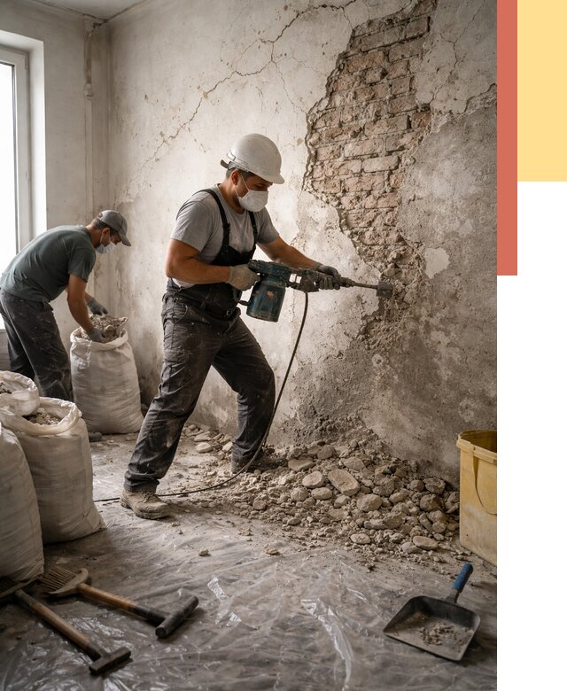 Демонтаж штукатурки со стен в соколе от 7502 руб/м² — быстро и недорого | ОТДЕЛОЧНИК-Скл