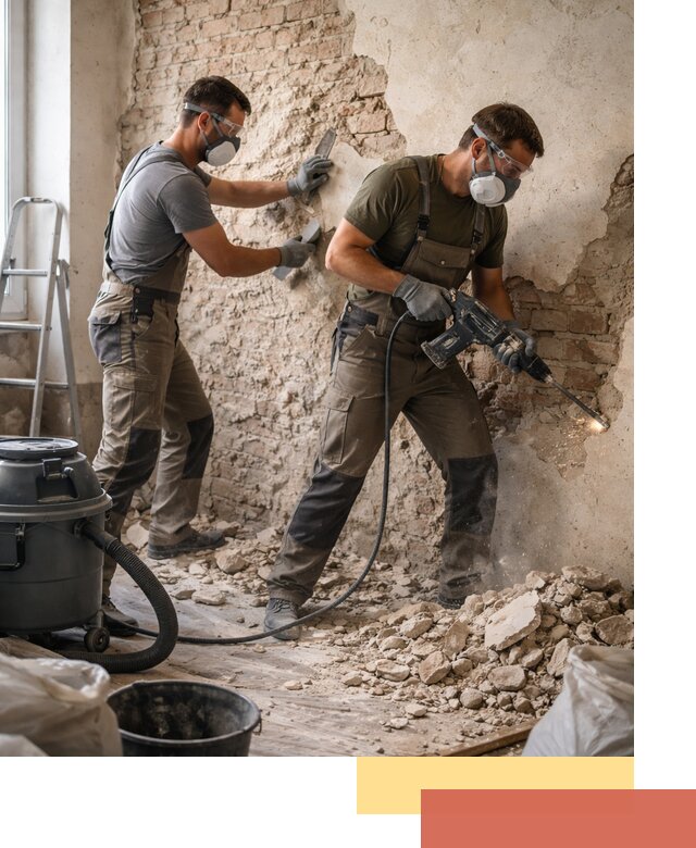 Демонтаж штукатурки со стен в соколе быстро и аккуратно