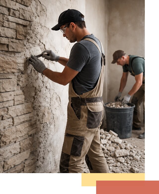 Демонтаж декоративного камня в соколе профессионально и безопасно