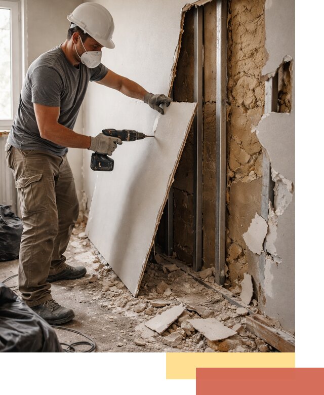 Демонтаж гипсокартона со стен в соколе качественно и быстро