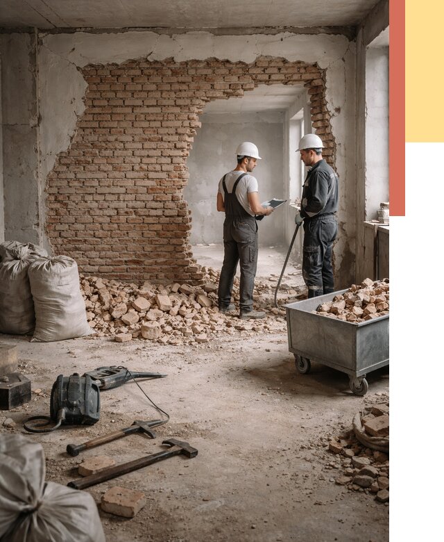 Демонтаж кирпичных стен в соколе от 4376 руб. — быстро, недорого, под ключ | ОТДЕЛОЧНИК-Скл