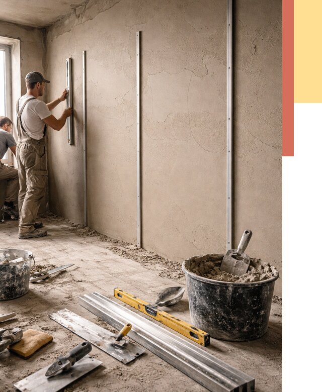 Штукатурка стен по маякам в соколе от 5730 руб./м² — выравнивание под ключ | ОТДЕЛОЧНИК-Скл