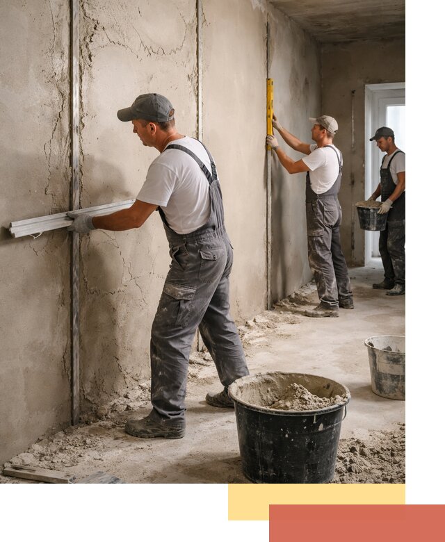 Штукатурка стен по маякам в соколе — точная и ровная поверхность