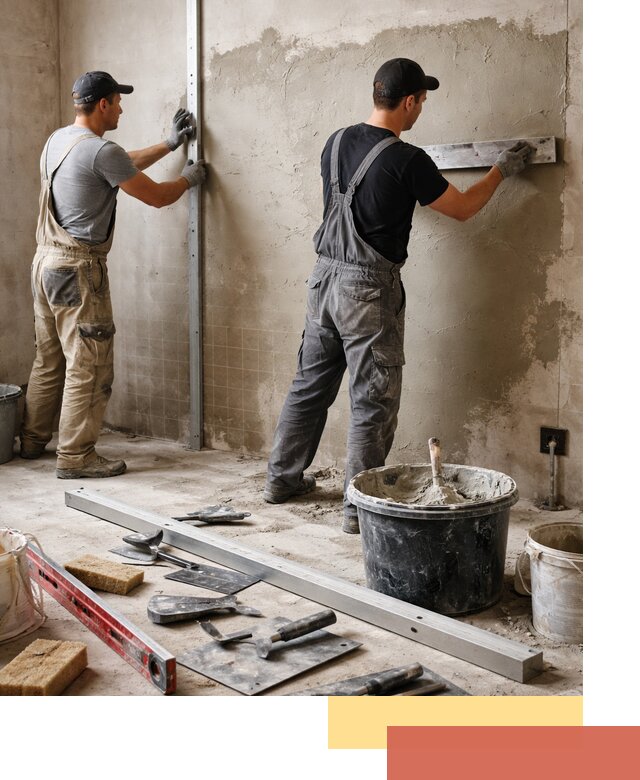 Профессиональная штукатурка стен под плитку в соколе