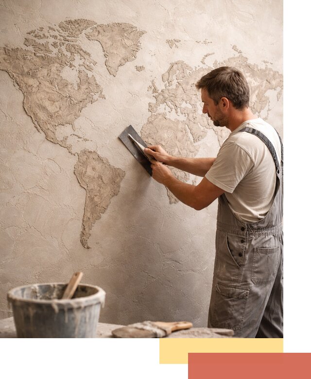 Декоративная штукатурка «Карта мира» под ключ в соколе