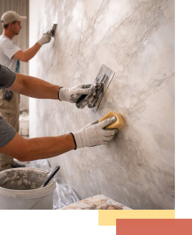 Декоративная штукатурка под мрамор в соколе для стен и потолков