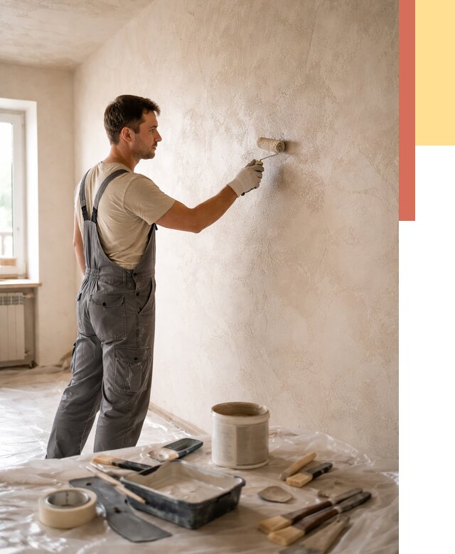 Нанесение лессирующей краски по декоративке в соколе от 1823 руб. | ОТДЕЛОЧНИК-Скл