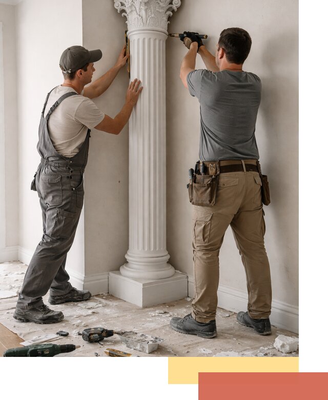 Установка декоративных колонн в соколе под ключ