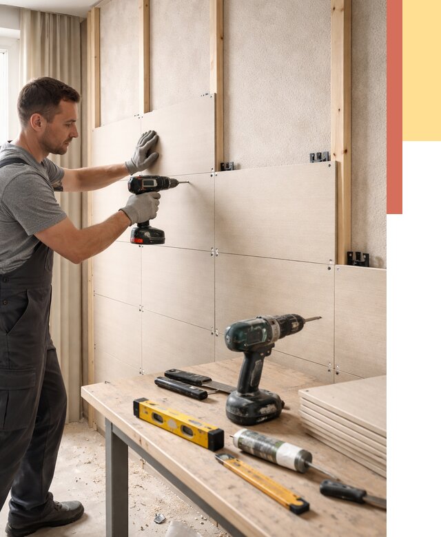 Монтаж МДФ панелей на стены в соколе от 1302 руб. под ключ | ОТДЕЛОЧНИК-Скл