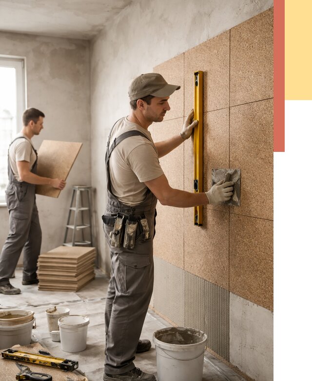 Монтаж пробковых панелей на стены в соколе от 3647 руб. — ОТДЕЛОЧНИК-Скл