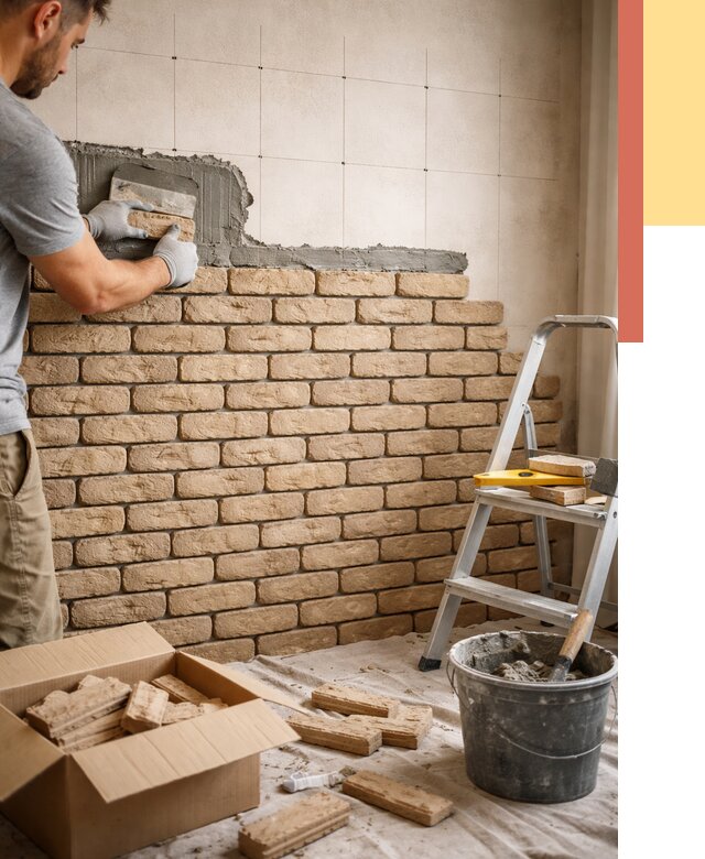 Монтаж декоративного кирпича в соколе от 3334 руб./м² — быстро и недорого | ОТДЕЛОЧНИК-Скл