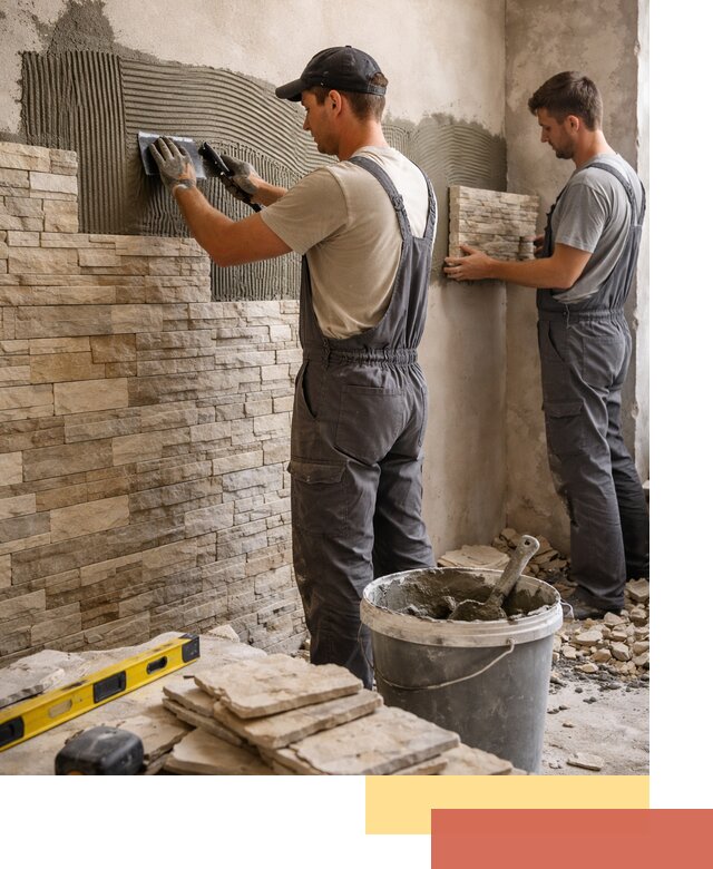 Монтаж искусственного камня в соколе — облицовка стен и фасадов