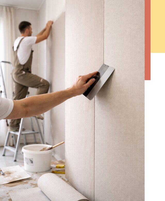 Поклейка текстильных обоев в соколе от 4689 руб. под ключ | ОТДЕЛОЧНИК-Скл