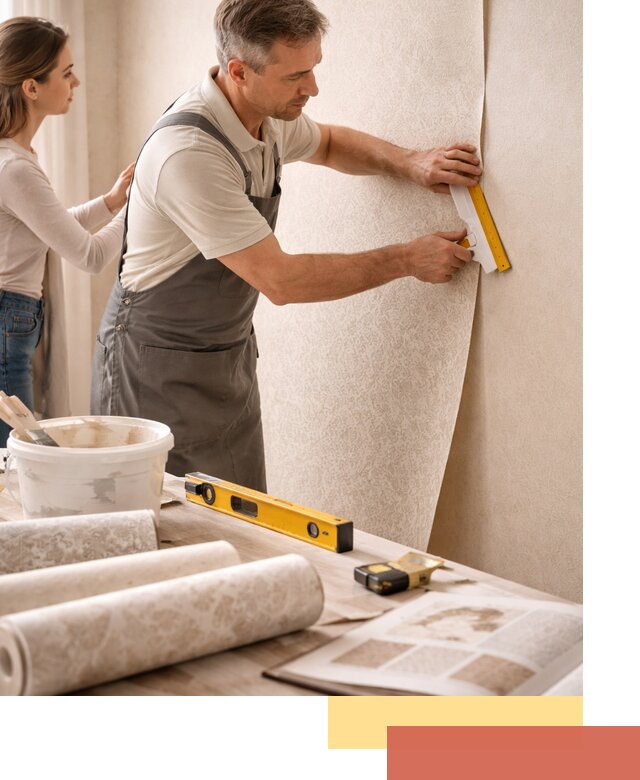 Поклейка обоев с подбором рисунка в соколе