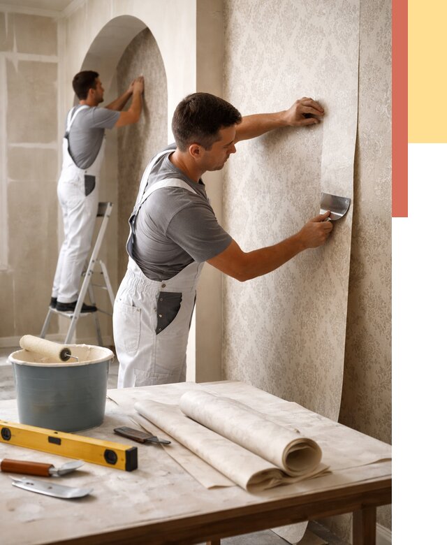 Поклейка обоев на сложные стены в соколе от 2917 руб. под ключ | ОТДЕЛОЧНИК-Скл