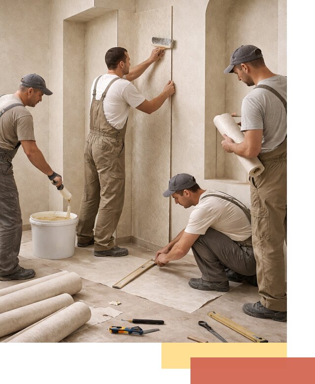 Поклейка обоев на сложные стены и неровные поверхности в соколе