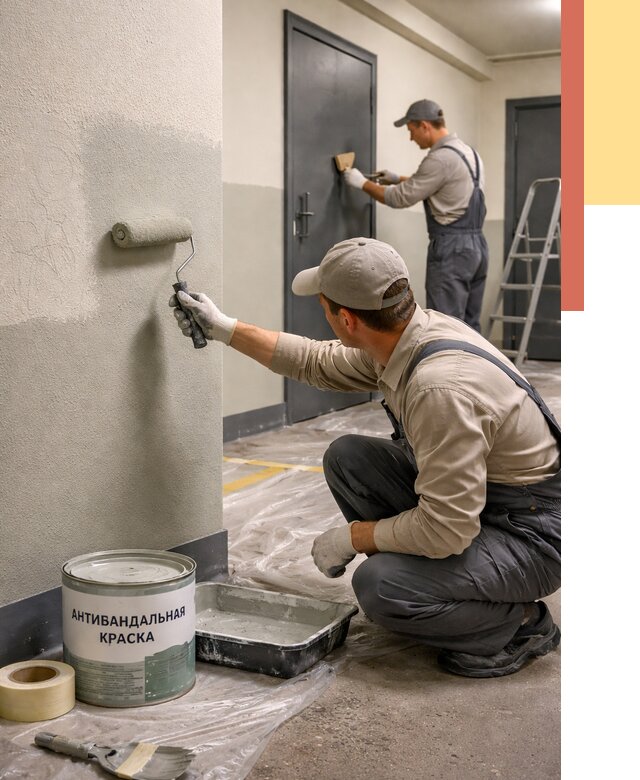 Покраска стен антивандальной краской в соколе от 4689 руб./м² под ключ | ОТДЕЛОЧНИК-Скл