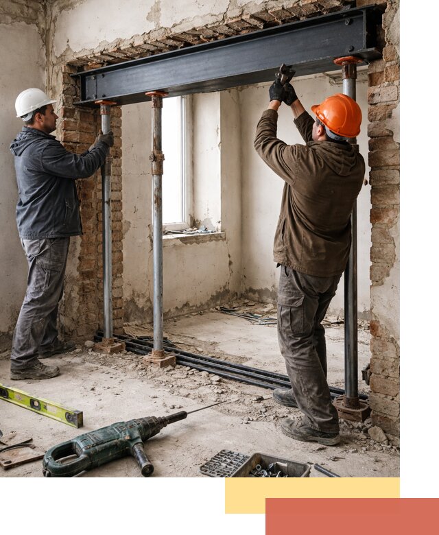 Усиление проема в стене в соколе для расширения и безопасности