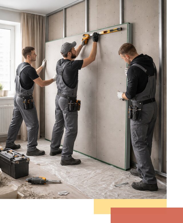 Шумоизоляция стен панелями ЗИПС в соколе для жилых и коммерческих помещений