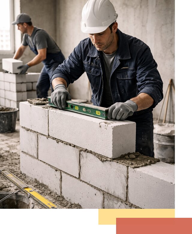 Кладка перегородок из пеноблока под ключ в соколе