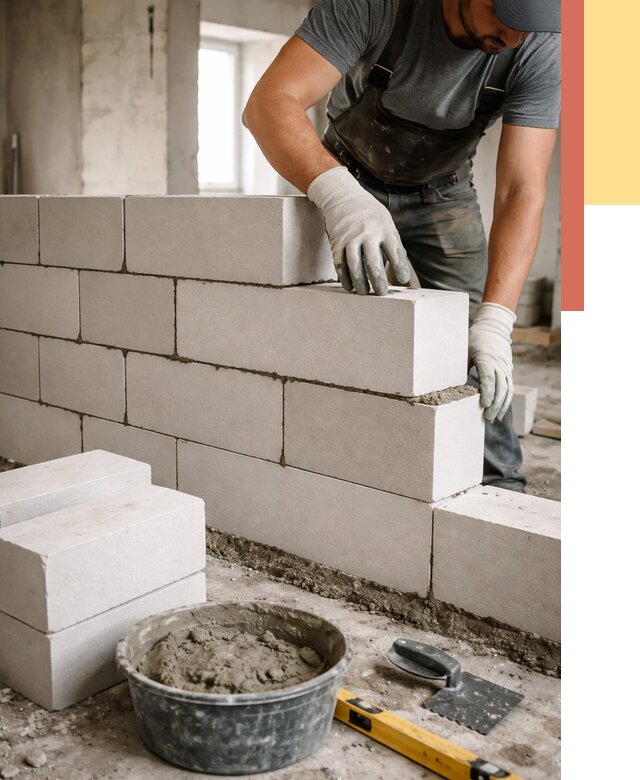 Кладка перегородок из силикатного блока в соколе от 4168 руб. под ключ | ОТДЕЛОЧНИК-Скл