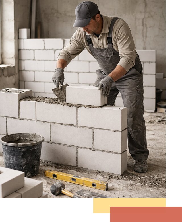 Кладка перегородок из силикатного блока в соколе