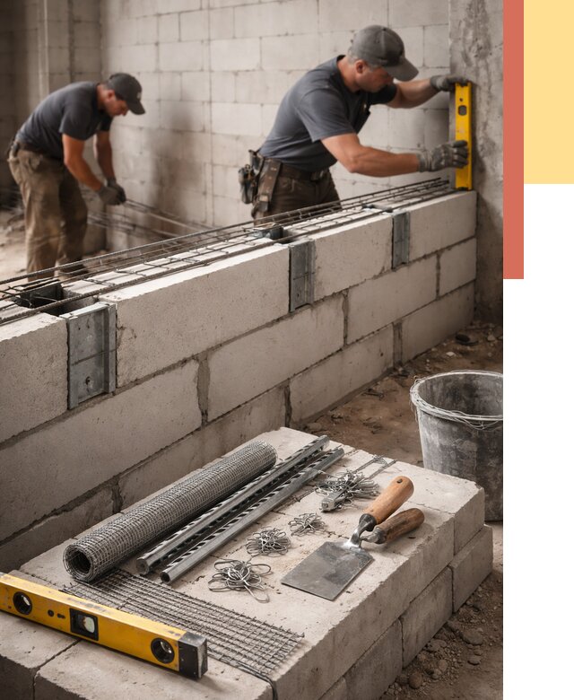 Армирование кладки перегородок в соколе от 781 руб. под ключ | ОТДЕЛОЧНИК-Скл