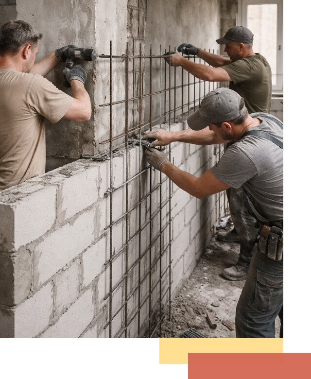 Армирование кладки перегородок в соколе профессионально и надёжно