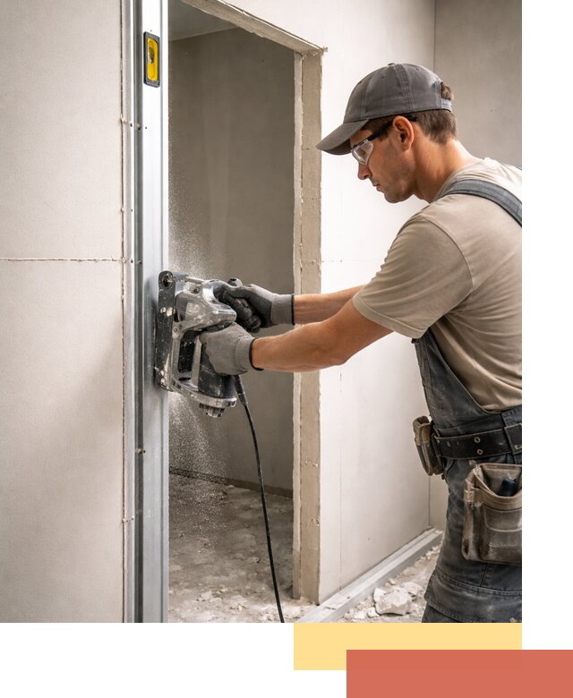 Устройство дверного проема в перегородке в соколе