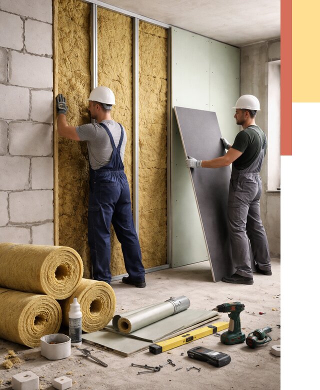 Шумоизоляция перегородок из блоков в соколе от 1928 руб./м² — быстро и недорого | ОТДЕЛОЧНИК-Скл