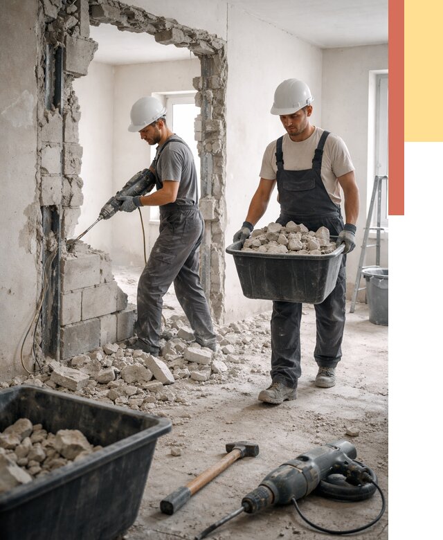 Демонтаж блоковых перегородок в соколе от 3907 руб. — быстро и недорого | ОТДЕЛОЧНИК-Скл