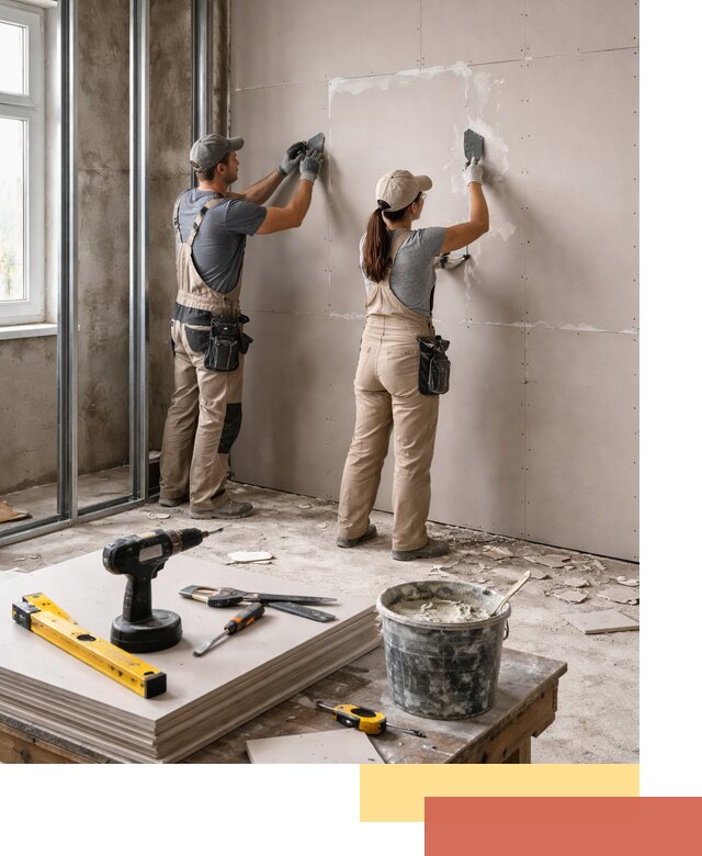 Монтаж двухслойной перегородки из гипсокартона в соколе