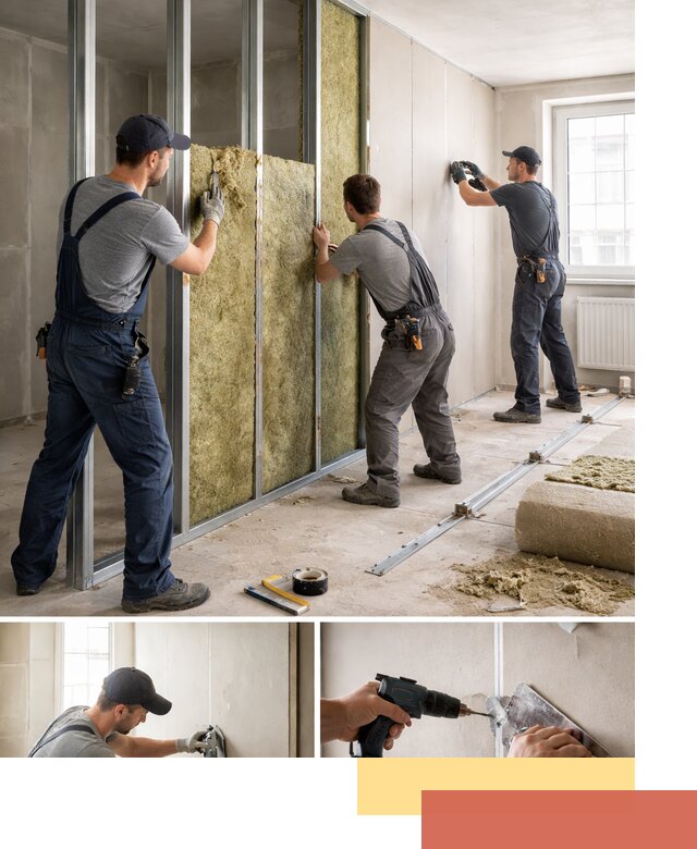 Перегородка из гипсокартона с шумоизоляцией в соколе — монтаж под ключ