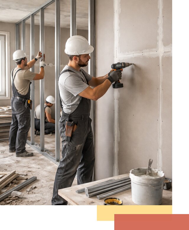 Перегородки из огнестойкого гипсокартона в соколе под ключ