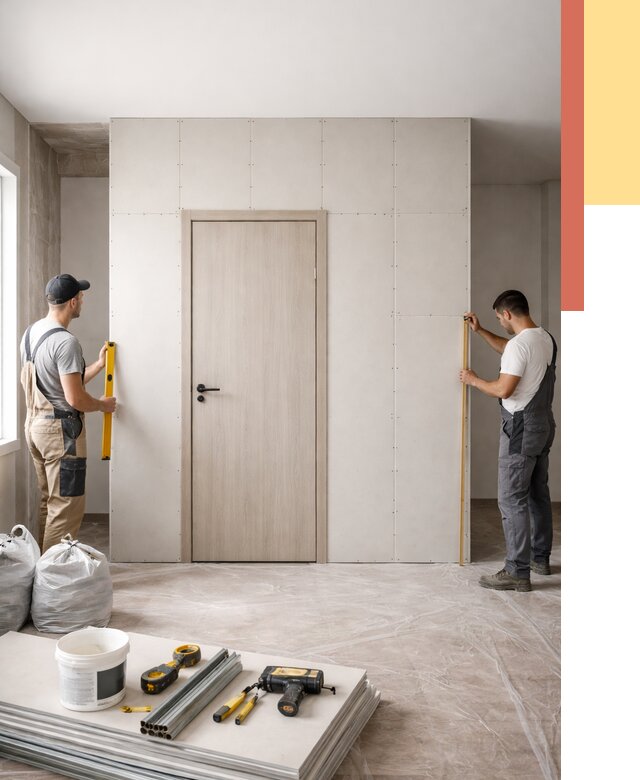 Перегородка из гипсокартона с дверью в соколе от 4689 руб. под ключ | ОТДЕЛОЧНИК-Скл