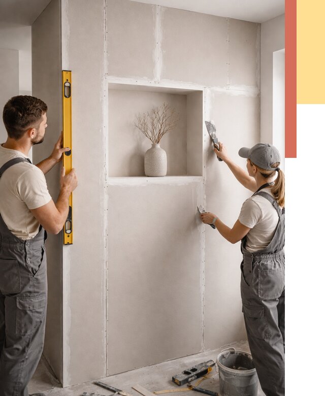 Перегородка из гипсокартона с нишей в соколе от 3386 руб. под ключ | ОТДЕЛОЧНИК-Скл