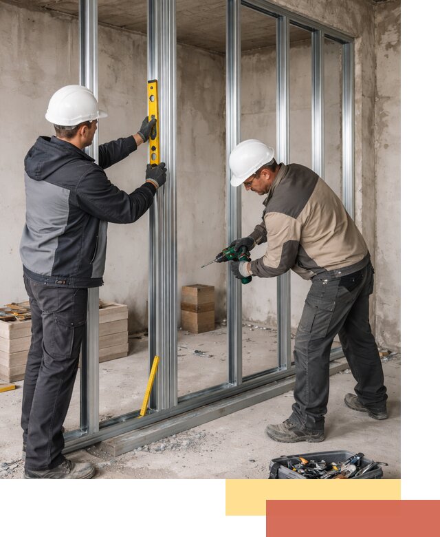 Монтаж каркаса перегородки из профиля в соколе