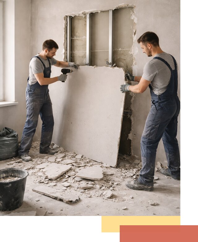 Демонтаж перегородки из гипсокартона в соколе быстрый и аккуратный