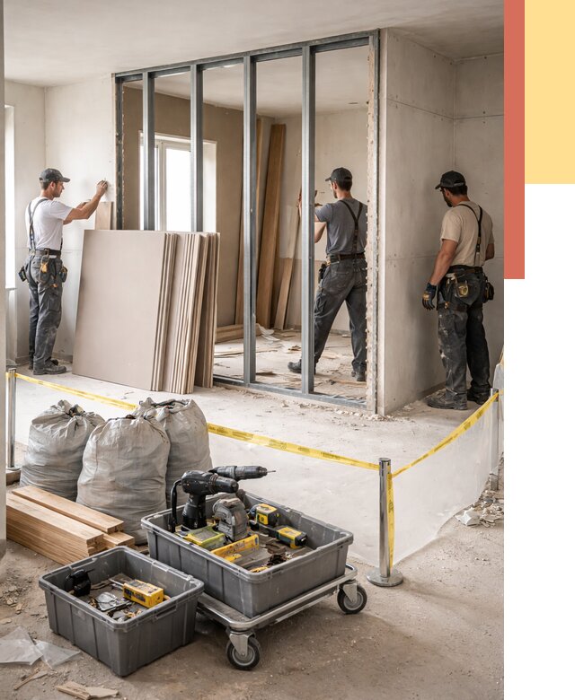 Перенос гипсокартонной перегородки в соколе под ключ от 4689 руб. | Демонтаж и монтаж – ОТДЕЛОЧНИК-Скл