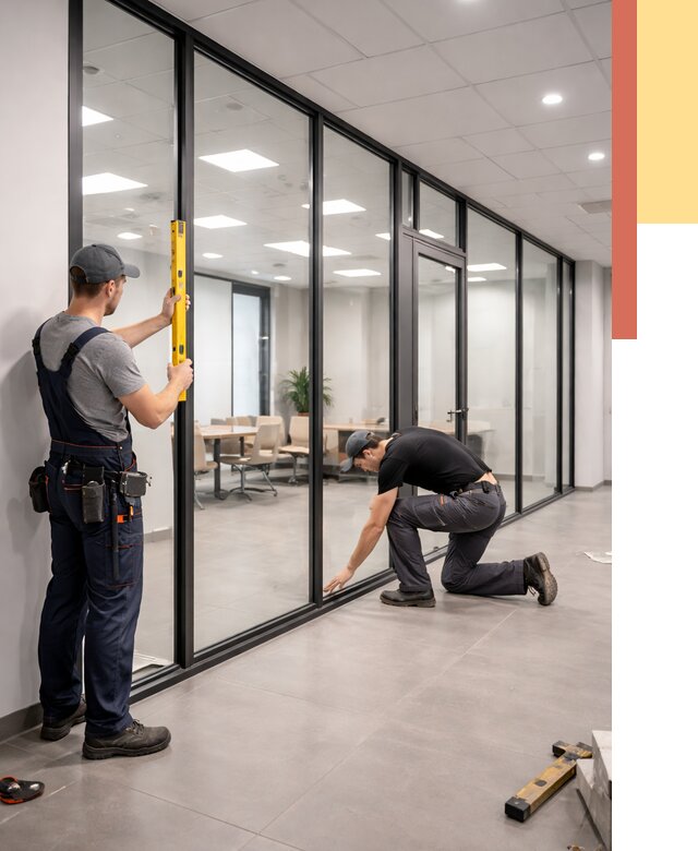 Каркасные стеклянные перегородки в соколе под ключ от 9585 руб. | ОТДЕЛОЧНИК-Скл