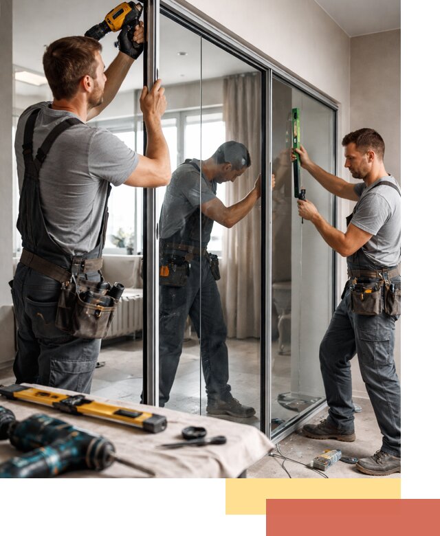 Каркасные стеклянные перегородки под ключ в соколе