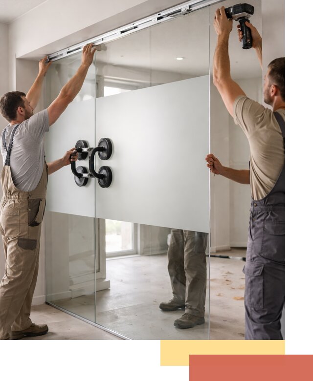 Матовые стеклянные перегородки под ключ в соколе