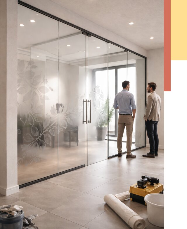 Стеклянные перегородки с рисунком в соколе от 13024 руб. монтаж и нанесение | ОТДЕЛОЧНИК-Скл