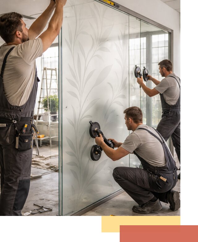 Стеклянные перегородки с рисунком на заказ в соколе