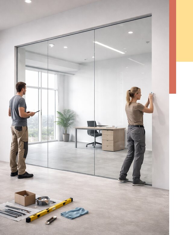 Перегородки из закаленного стекла в соколе от 9898 руб. под ключ | ОТДЕЛОЧНИК-Скл