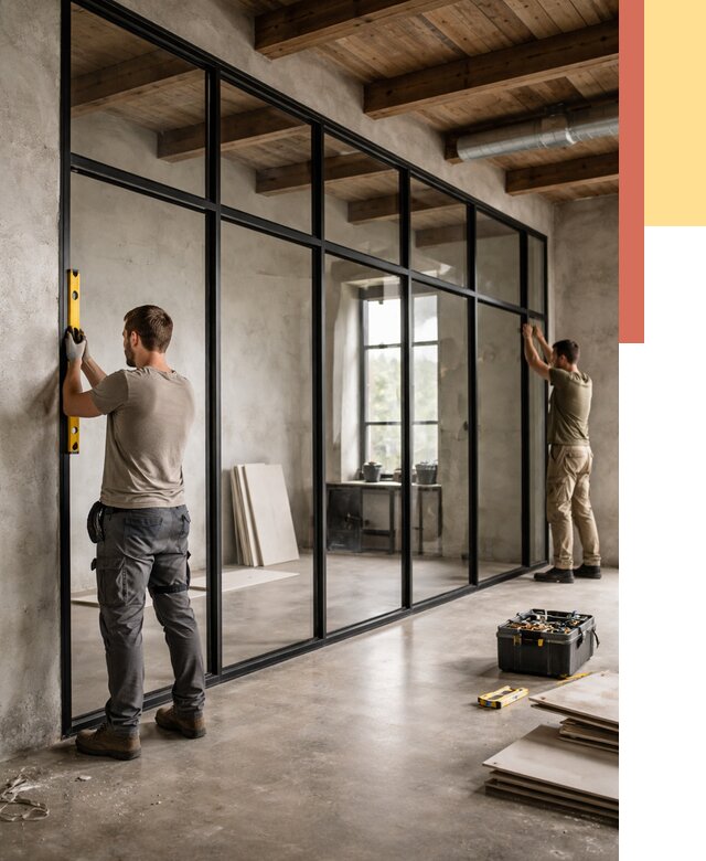 Стеклянные перегородки лофт в соколе от 10940 руб. под ключ | ОТДЕЛОЧНИК-Скл