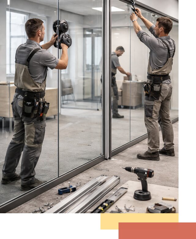 Стеклянные офисные перегородки под ключ в соколе