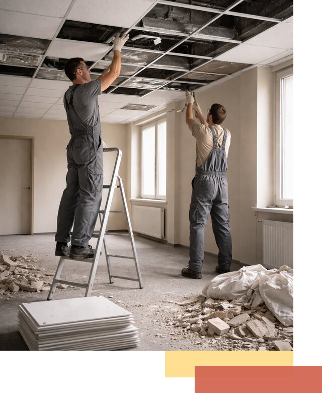 Демонтаж потолков Армстронг профессионально в соколе