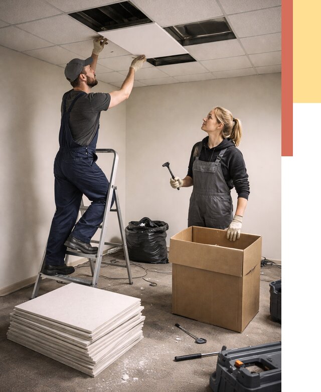 Демонтаж потолочной плитки в соколе от 4689 руб. быстро и недорого | ОТДЕЛОЧНИК-Скл